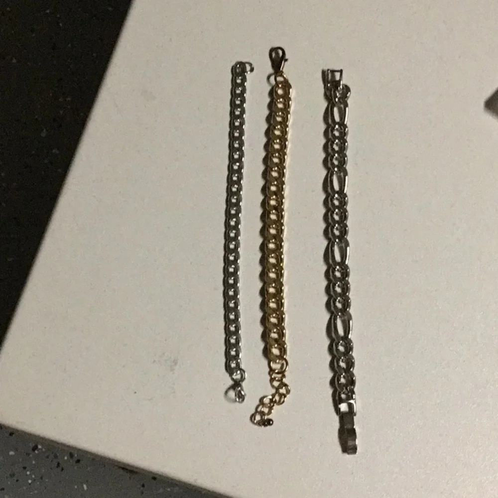 3 MIX CUBAN  LINK CHAIN  UNISEX BRACELET GOLD‎ & SILVER TONED